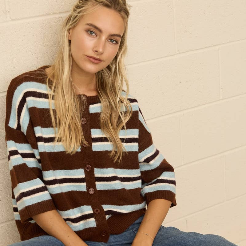 Dottie Stripe Button Front Cardigan