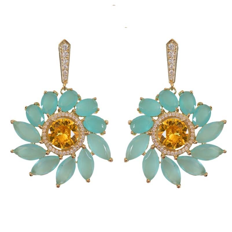 Soleil Bloom Crystal Drop Statement Earrings