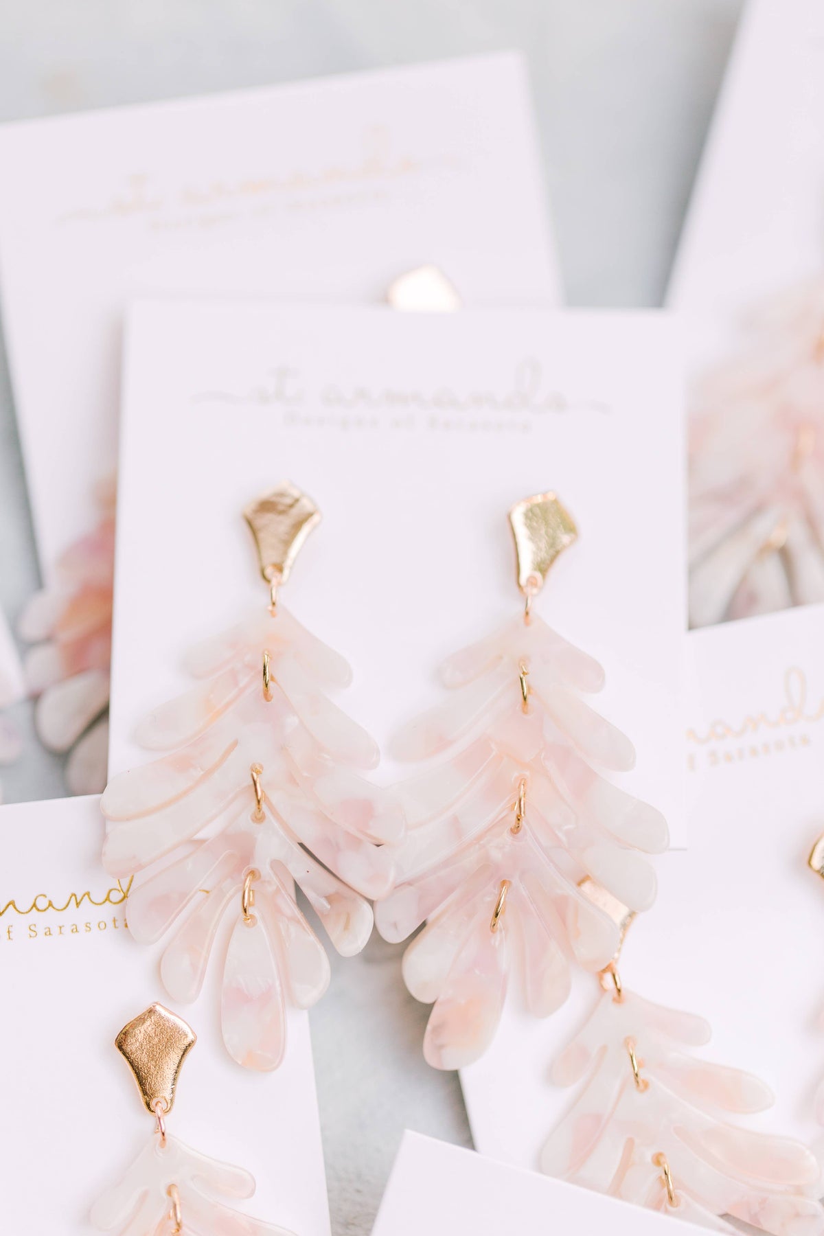 Pink Petite Palm Statement Drop Earrings