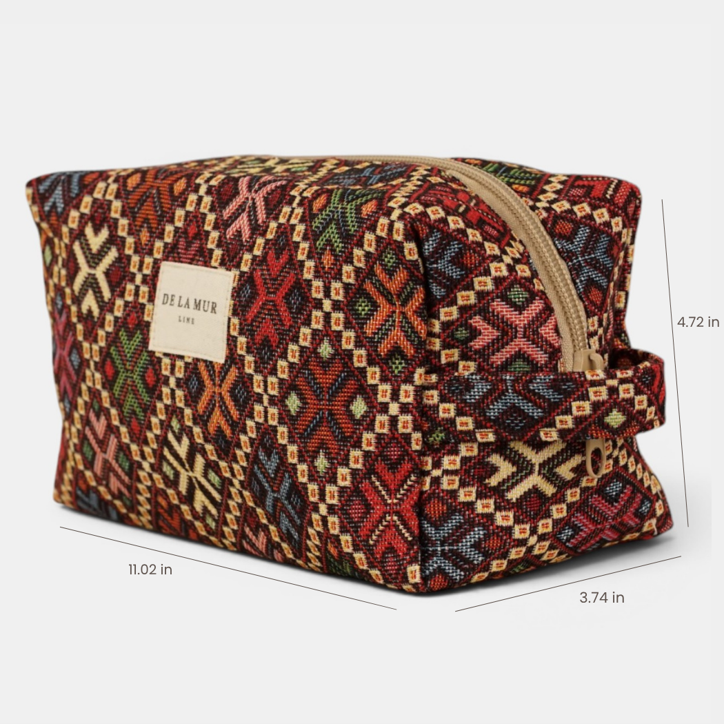 Geometric Jacquard Squared Makeup Bag