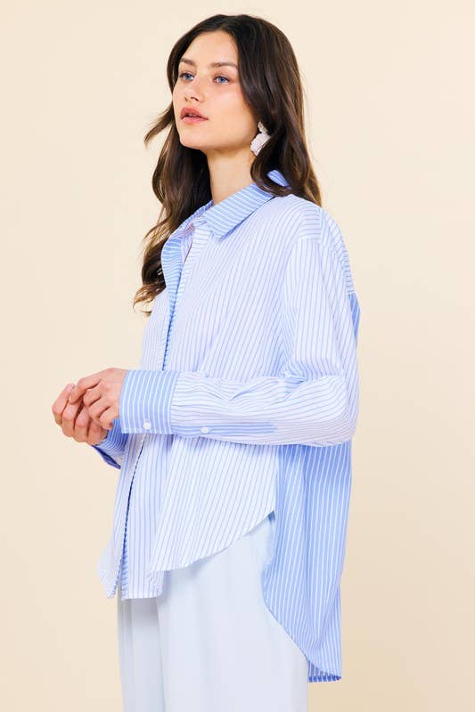 Skies Are Blue Striped Relaxed Button-Down Shirt