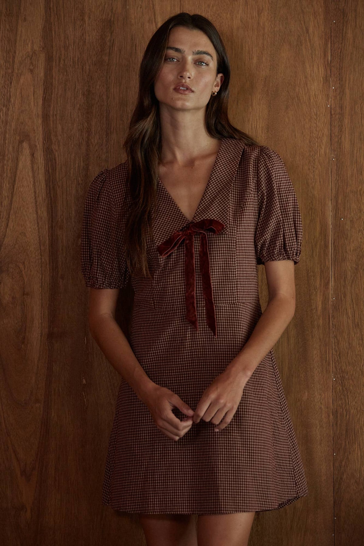 By Together Printed Collar V-Neck Dress