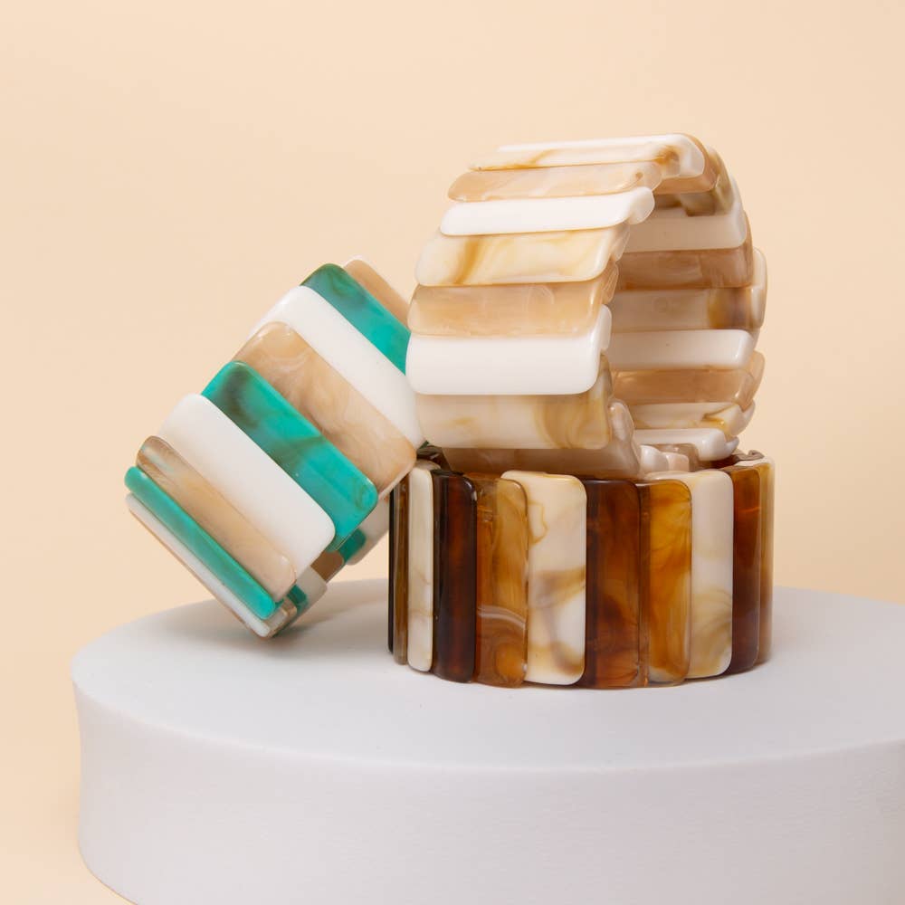 Marbled Resin Segment Stretch Bracelet