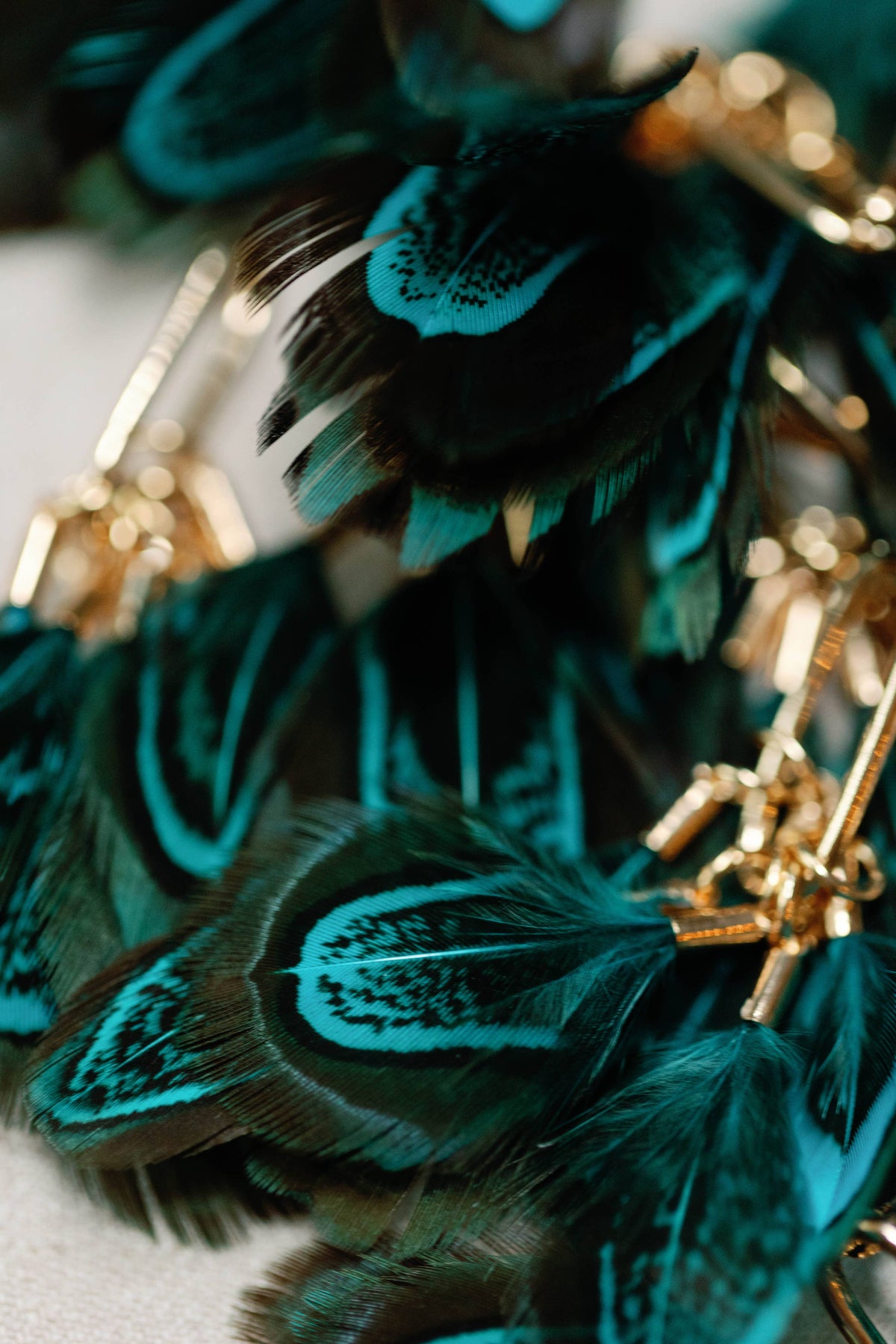 Peacock Feather Fall Statement Tassel Earrings