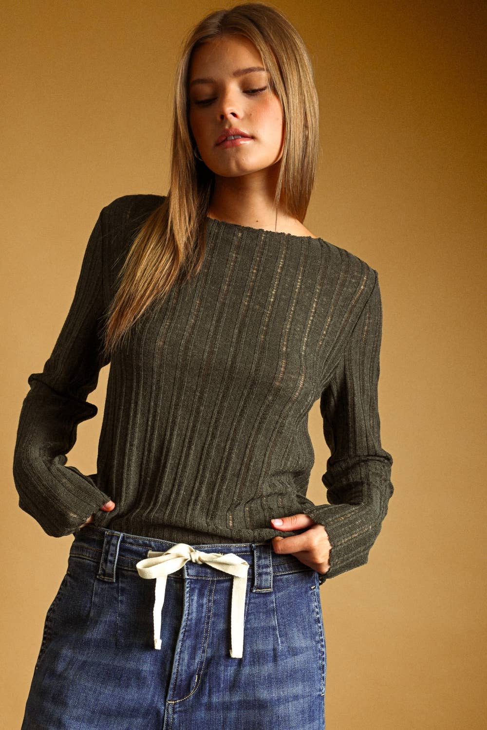 Miou Muse Raw Hem Sheer Top