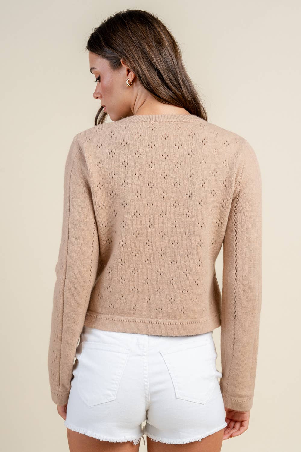 BEIVY CROP BUTTON DOWN SWEATER