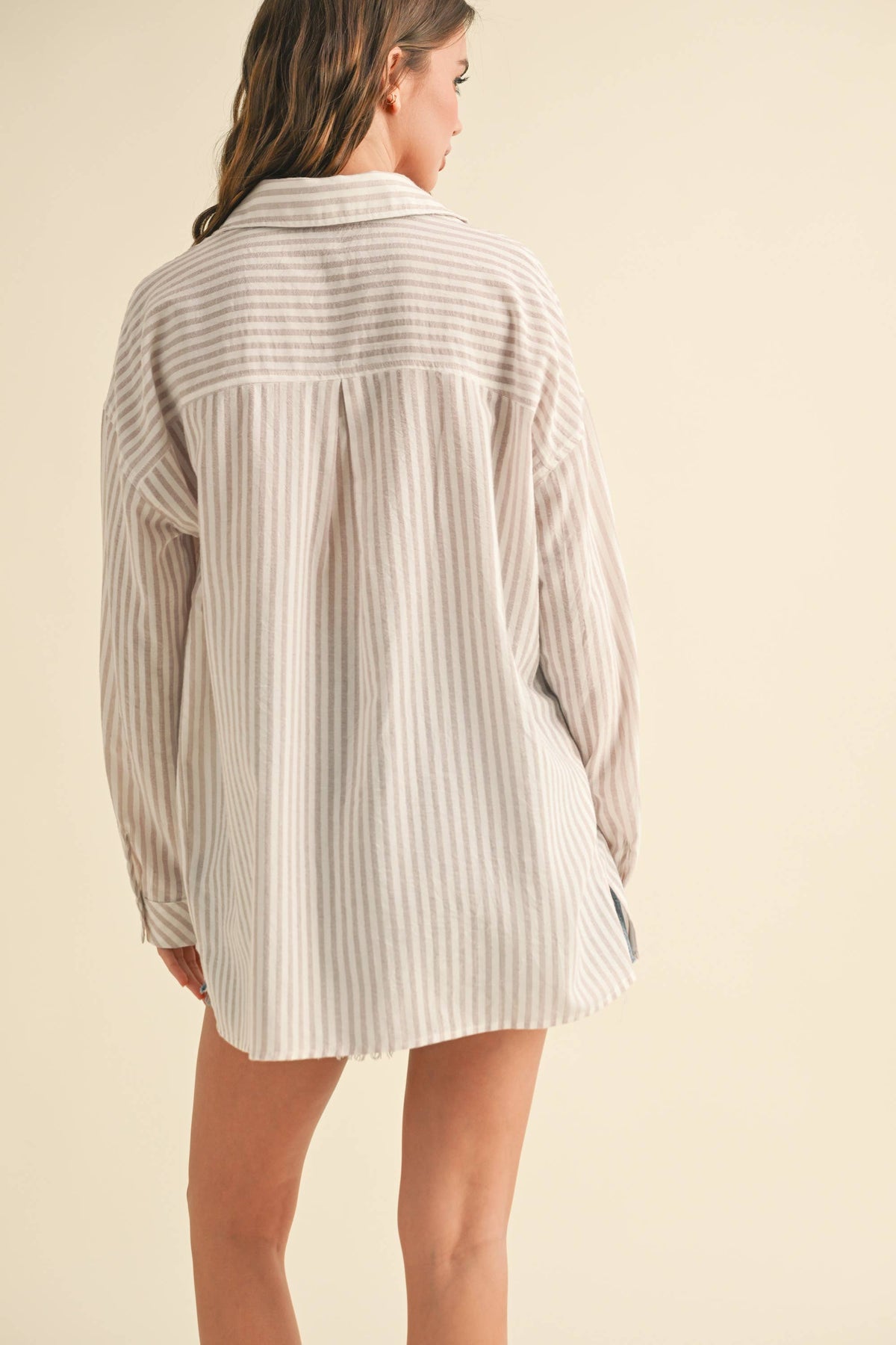 Miou Muse Striped Pattern Button Down Shirts