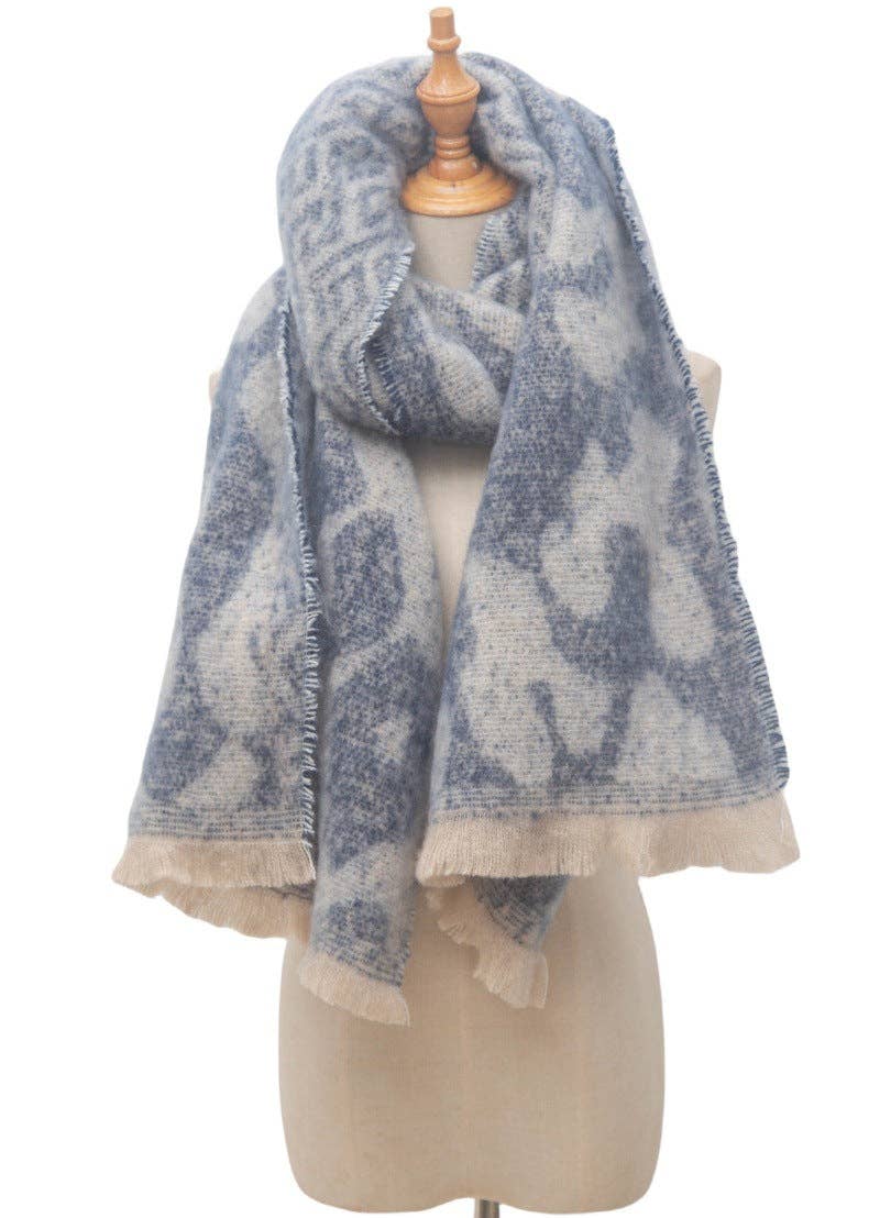 Short Tassel Jacquard Pattern Scarf Shawl