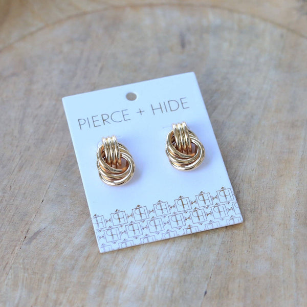 Gold Twisted Knot Earrings | Minimalistic Stud