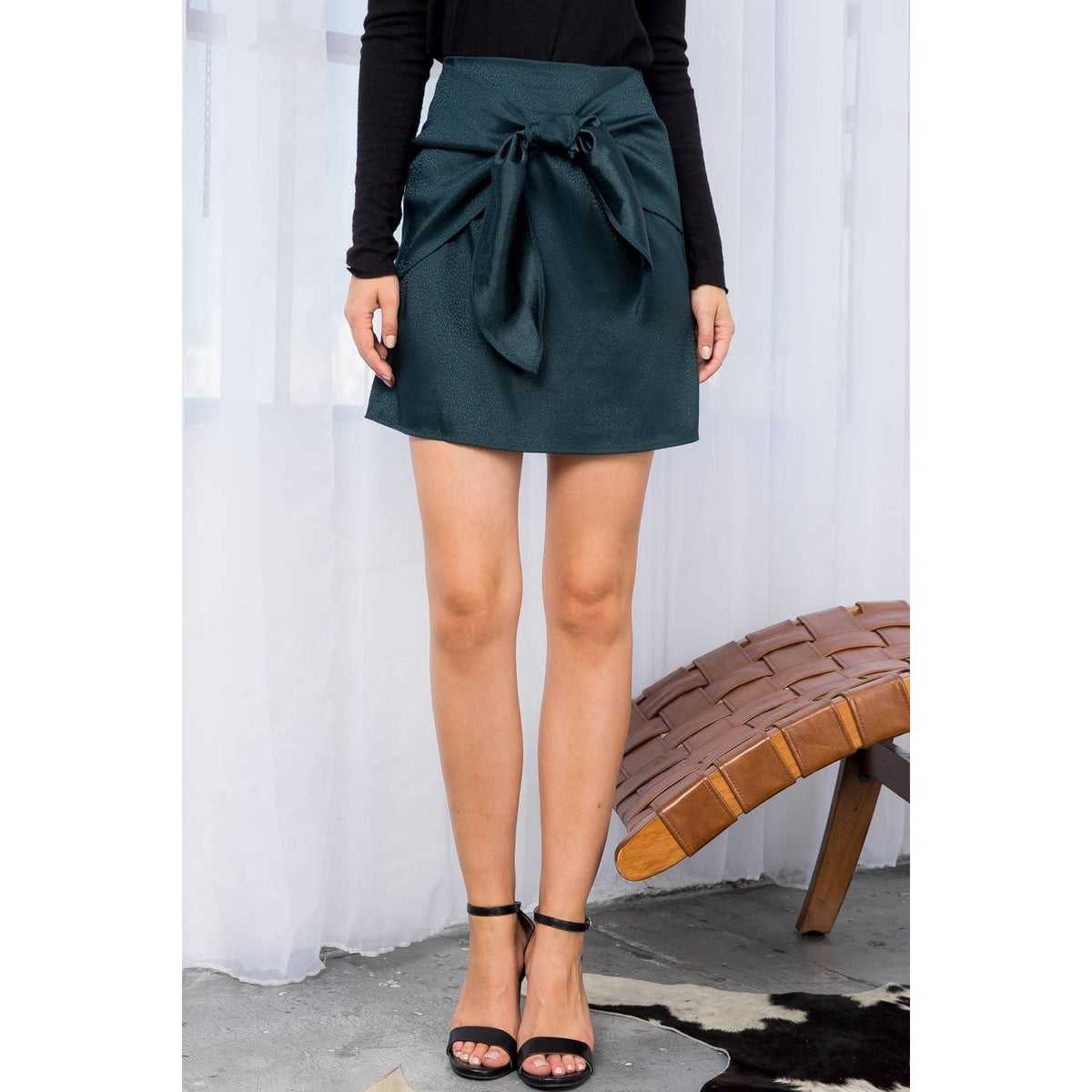 THML Front Tie Mini Skirt