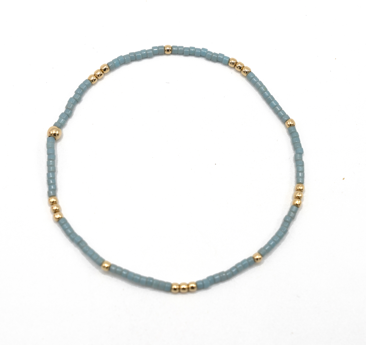 2mm Newport PALE TURQUOISE Blue + Gold Filled Waterproof Bracelet