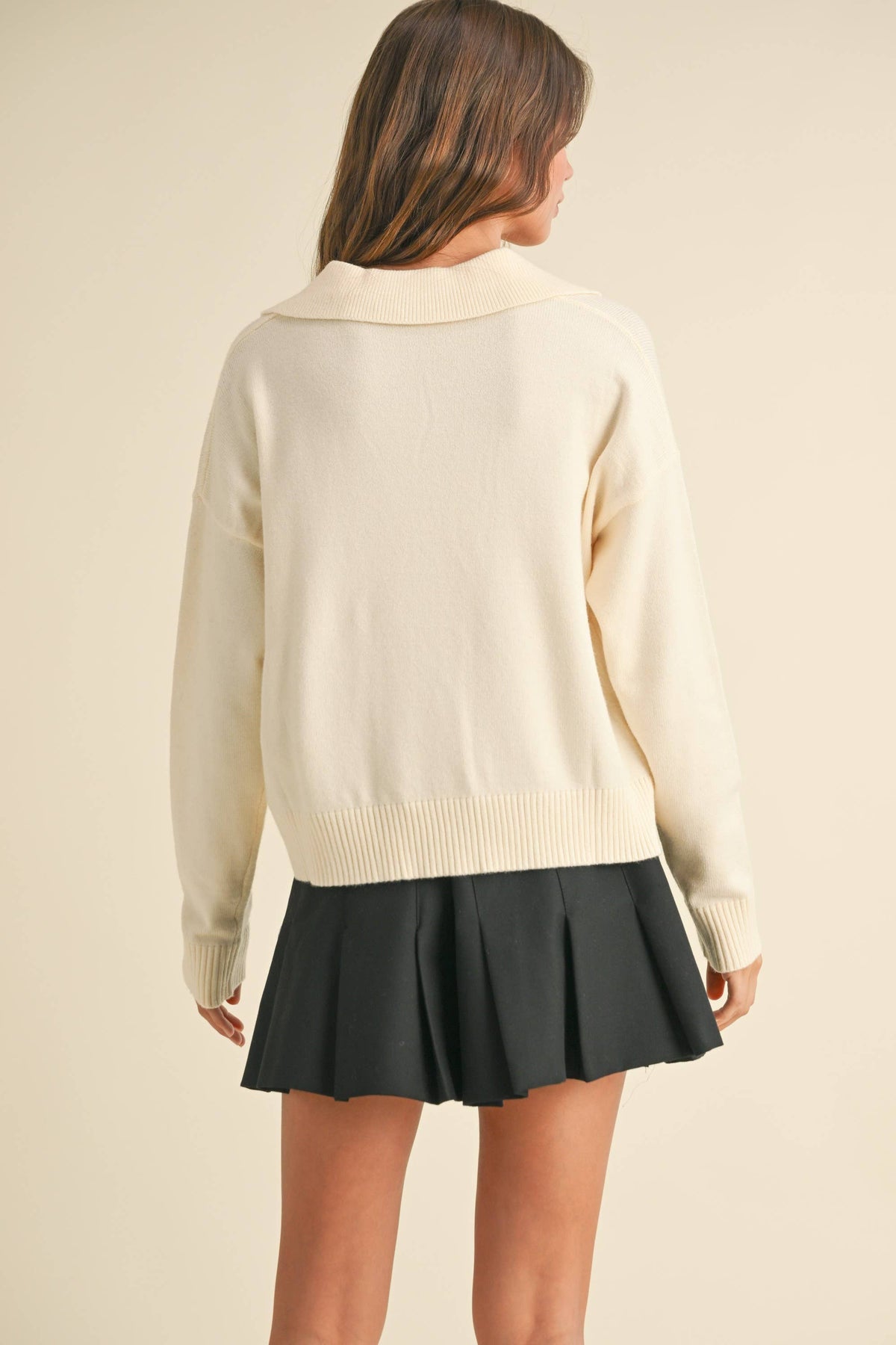 Miou Muse SOFT SWEATER KNITTED TOP WITH COLLAR