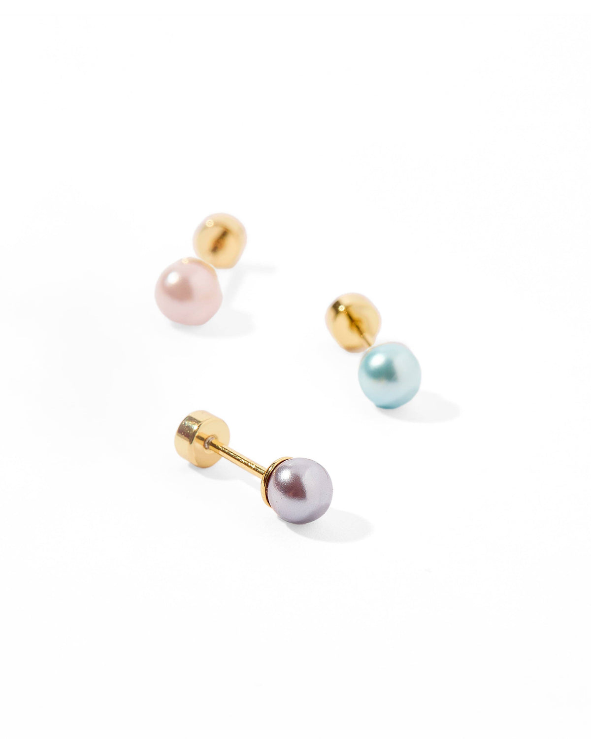 Screwback Stud Earrings - Payton Pearl Gray 5mm