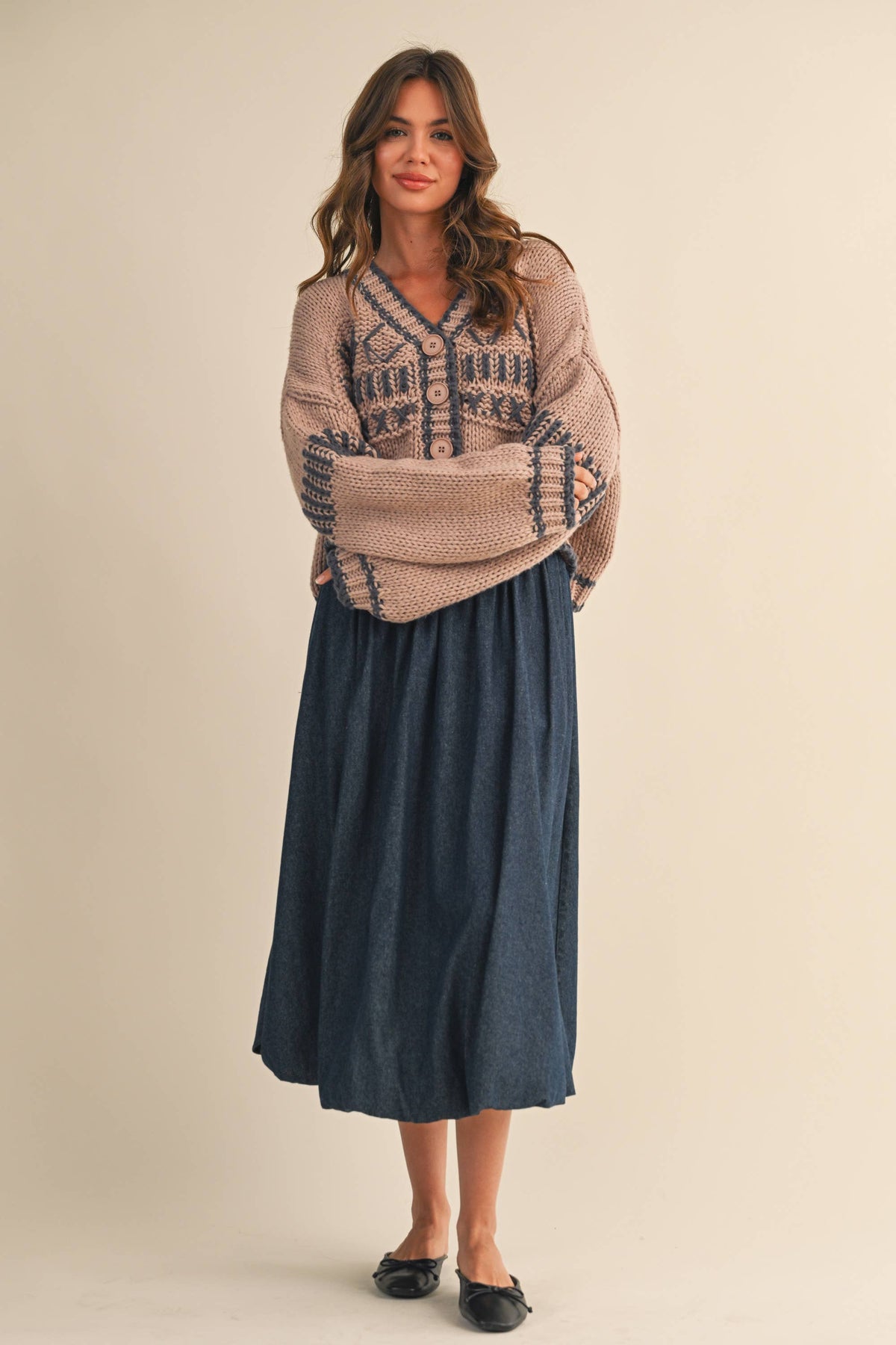 Klesis PATTERNED CROPPED SWEATER CARDIGAN