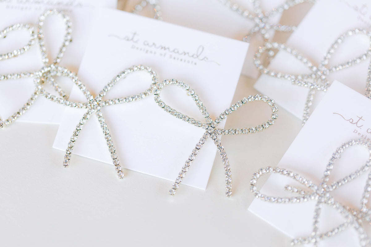 Rhinestone Statement Bow Holiday Earrings