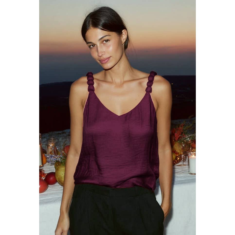 Naked Zebra V-neck Tank Top With Strap Accent