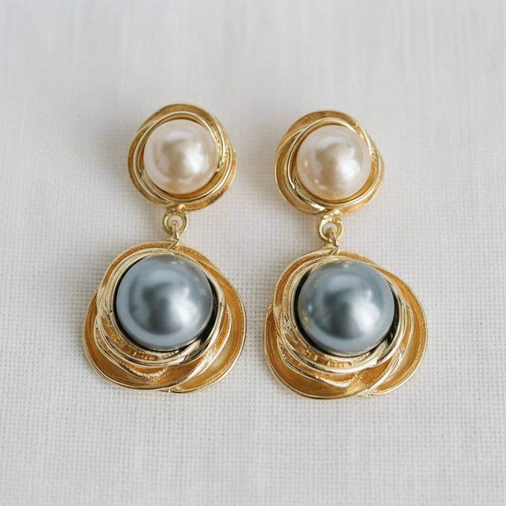 Classic Geometric Pearl Drop Earrings