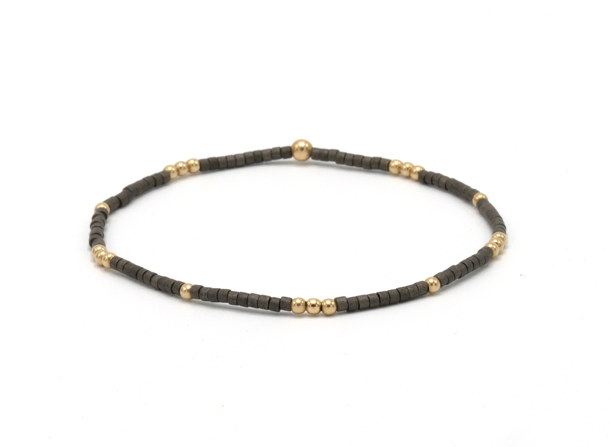 2mm Newport GRAPHITE + Gold Filled Waterproof Bracelet