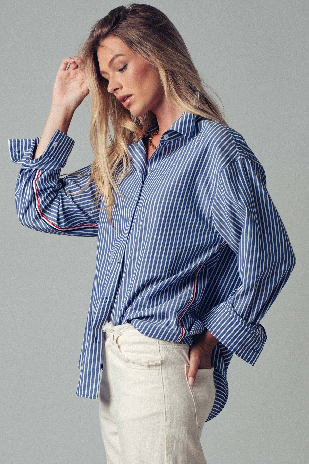 Urban Daizy Button Down with Stripe Tape