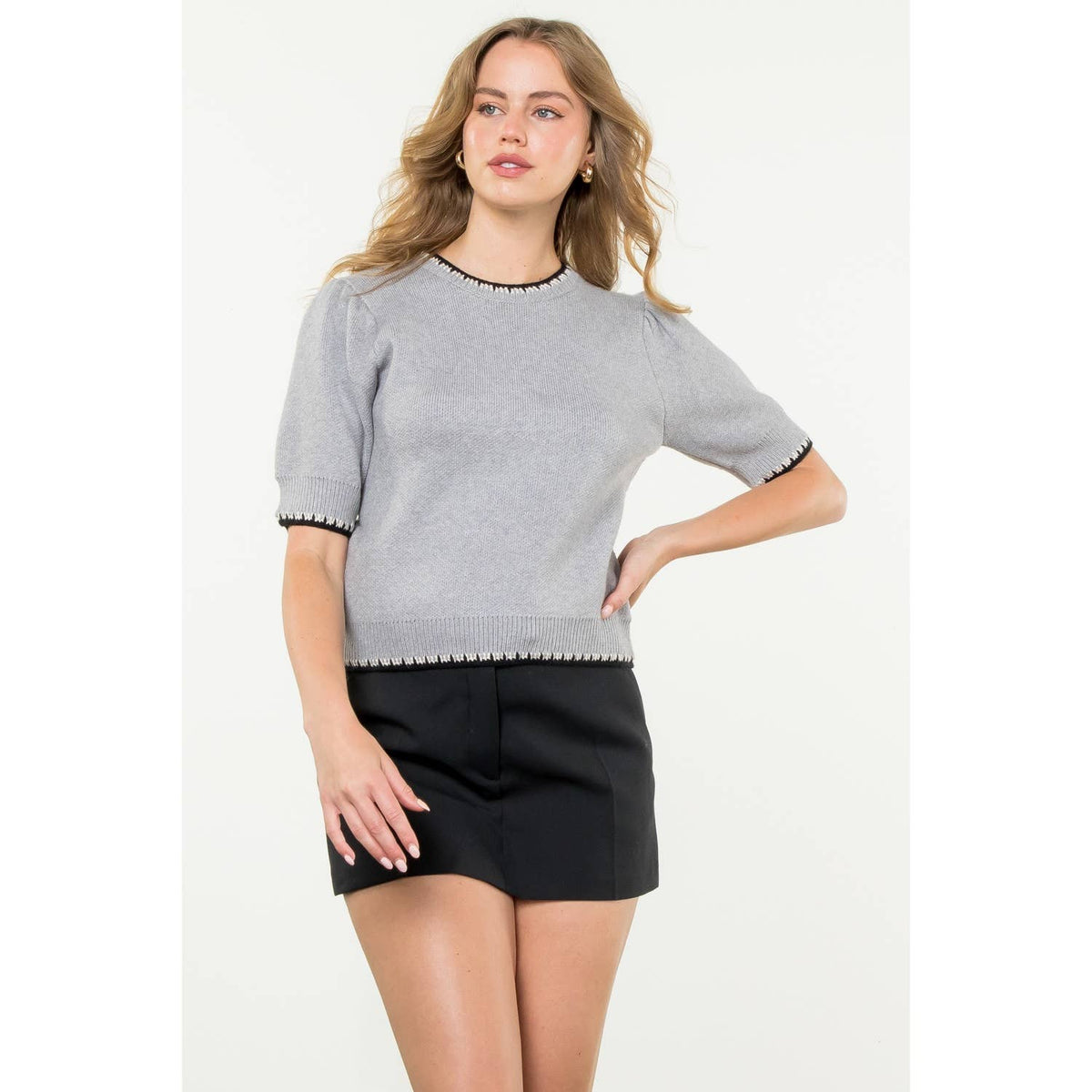 THML Short Sleeve Knit Top