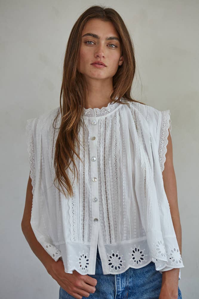 By Together Woven Cotton Eyelet Top