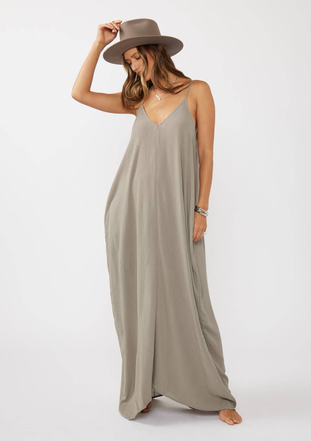 Lovestitch V-Neck Cocoon Maxi Dress with Pockets