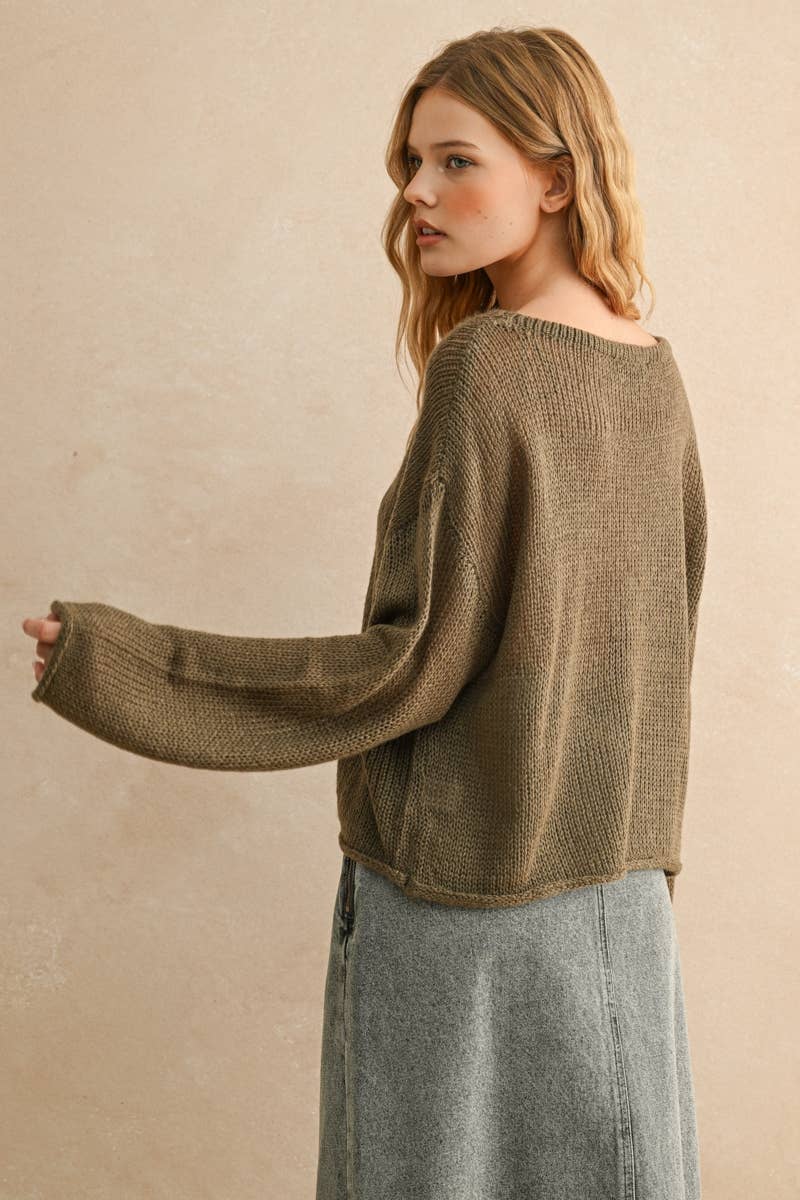 Miou Muse LIGHT WEIGHT LONG SLEEVE KNITTED TOP