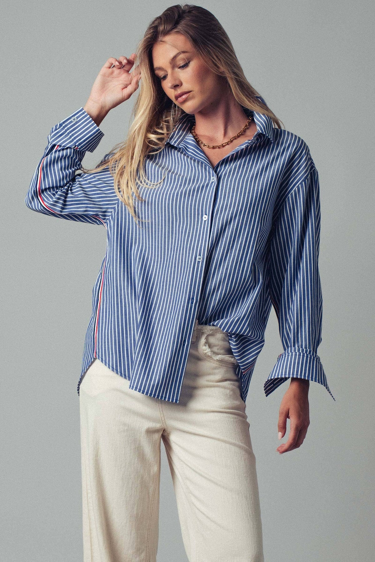 Urban Daizy Button Down with Stripe Tape