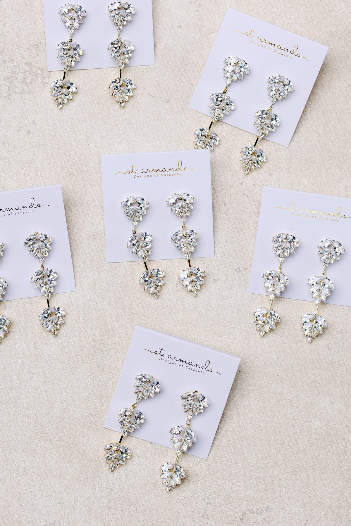 Gold Palm Diamond Drop Holiday Earrings