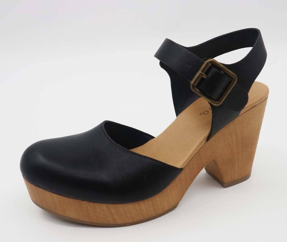 Bamboo ADVANCE-04 Chunky Heel Ankle Strap Platform Pumps