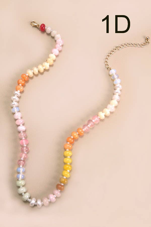 Natural Stone Semi-Precious Glass Mixed Necklace