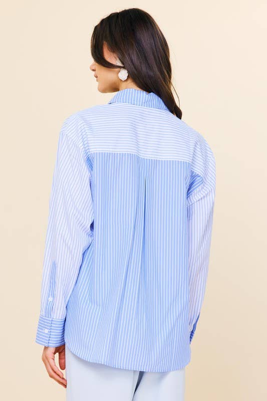 Skies Are Blue Striped Relaxed Button-Down Shirt