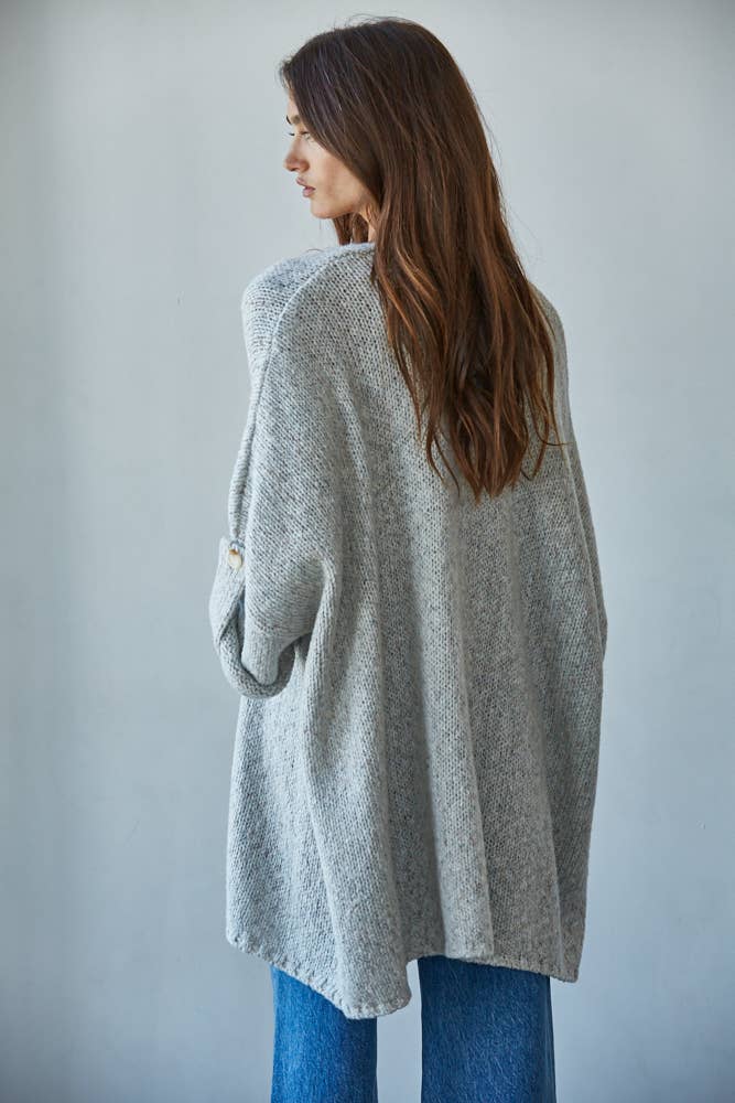 By Together Knit Folded Quarter Sleeve Cardigan