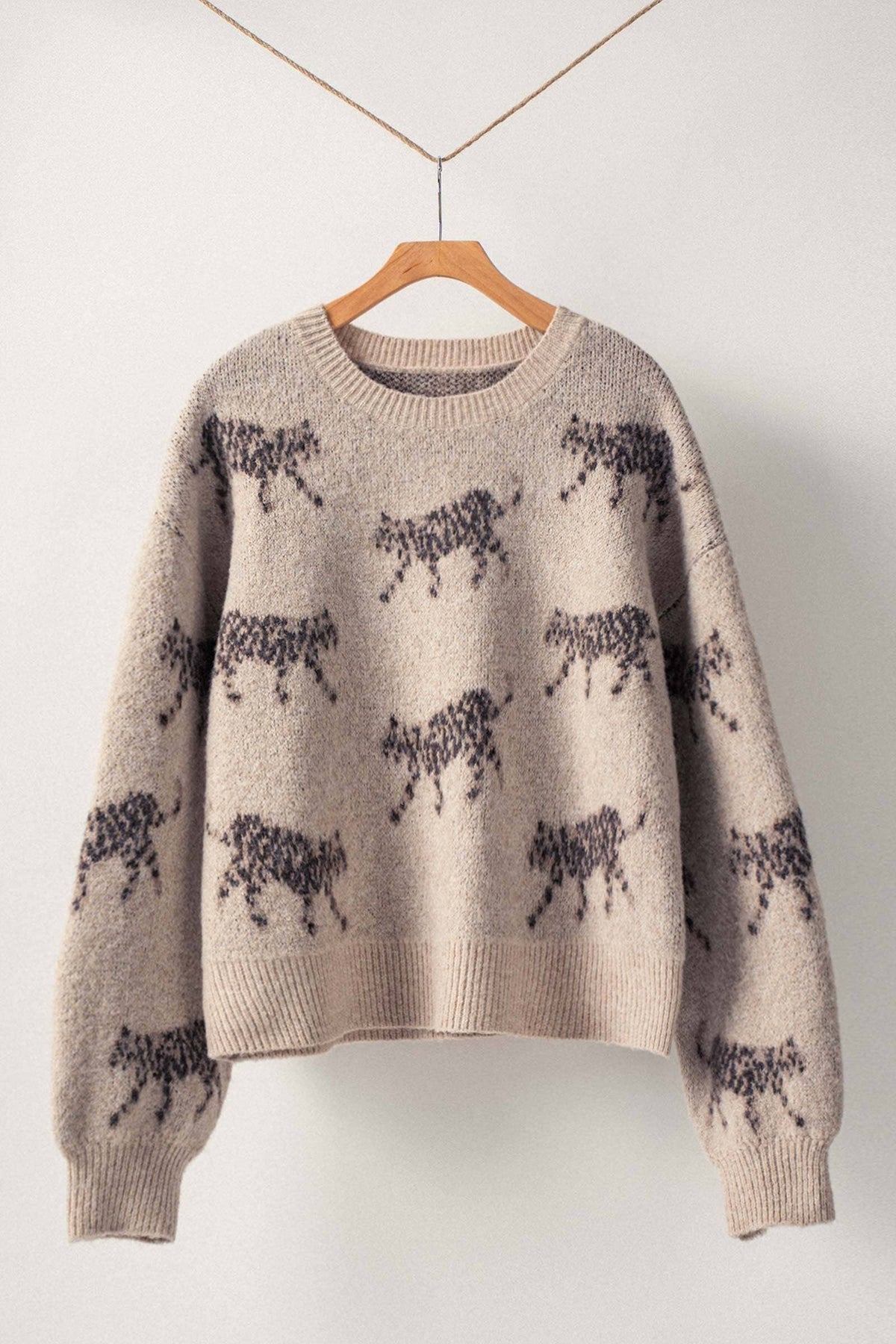 Urban Daizy Playful Leopard Knit Crewneck Sweater