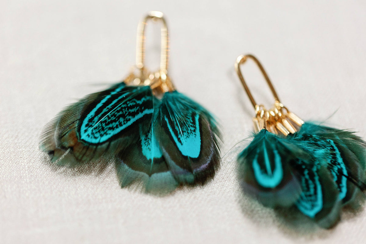 Peacock Feather Fall Statement Tassel Earrings
